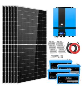Complete off Grid Solar Kit 6500W 48V 120V output 10.24KWH Lithium ...
